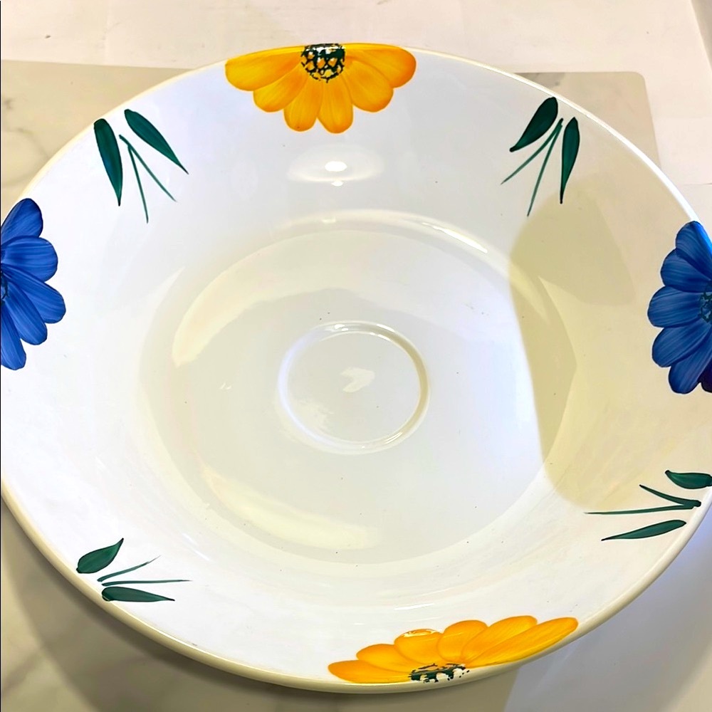 LARGE Furio Jewflora Hand Painted Italian Floral Ceramic Serving Bowl